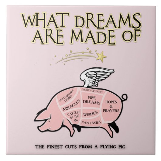 飛んでいる豚の切り身 タイル (正面)