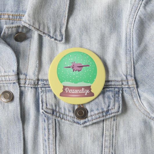 飛んでいる豚の雪の球 缶バッジ (インサイチュ)