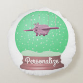 飛んでいる豚の雪 ラウンドクッション (裏面)