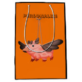 飛んでいる豚カラス衣装秋かわいい秋の子供 ミディアムペーパーバッグ (正面)