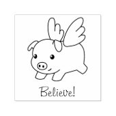 飛んでいる豚信じ – ウィング付き豚 セルフインキングスタンプ (デザイン)