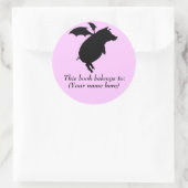 飛んでいる豚蔵書票 ラウンドシール (バッグ)