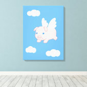 飛んでいる豚 – かわいい子豚 キャンバスプリント (インサイチュ (ウッドフロア))