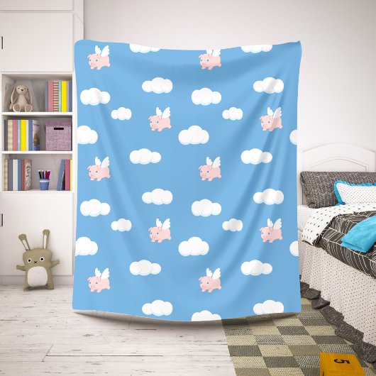 飛んでいる豚 – かわいい子豚 シェルパブランケット