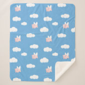 飛んでいる豚 – かわいい子豚 シェルパブランケット (正面)