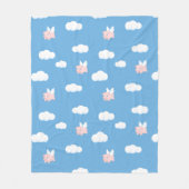 飛んでいる豚 – かわいい子豚 フリースブランケット (正面)