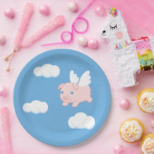 飛んでいる豚 – かわいい子豚 ペーパープレート (パーティー)