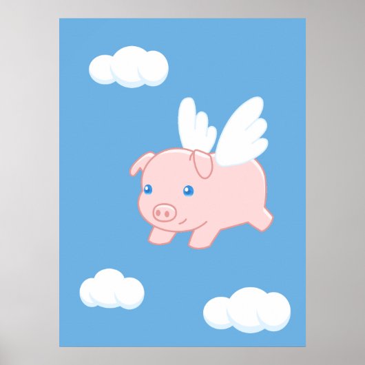 飛んでいる豚 – かわいい子豚 ポスター (正面)