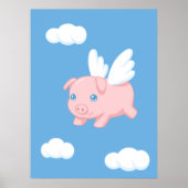 飛んでいる豚 – かわいい子豚 ポスター (正面)
