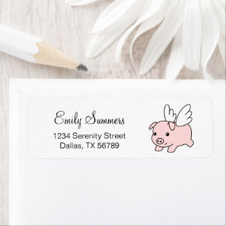 飛んでいる豚 – かわいい子豚 ラベル