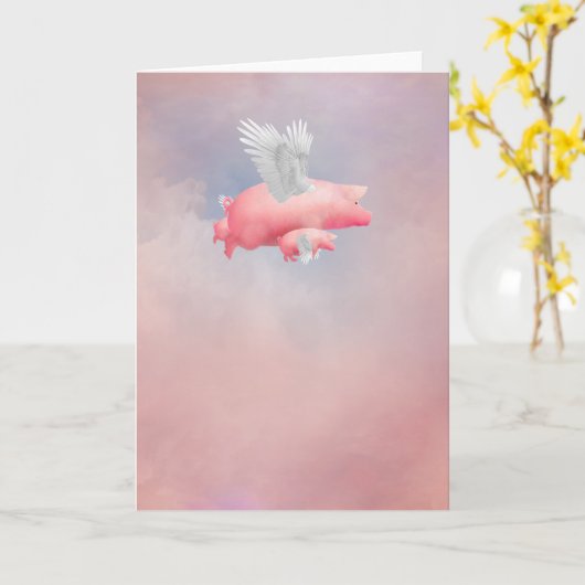 飛んでいる豚 カード (黄色い花)