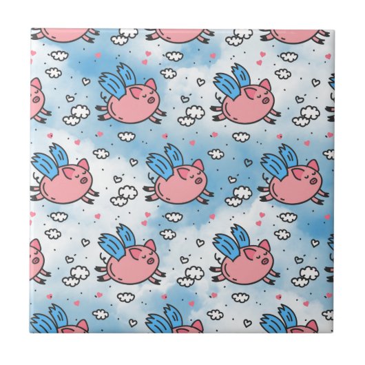 飛んでいる豚 タイル (正面)