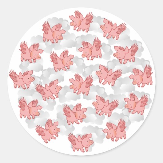 飛んでいる豚 ラウンドシール (正面)