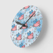 飛んでいる豚 ラウンド壁時計 (傾斜)