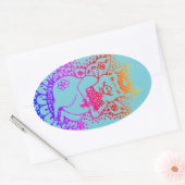 飛んでいる豚、花の妖精の色のシール楕円形シート 楕円形シール (封筒)