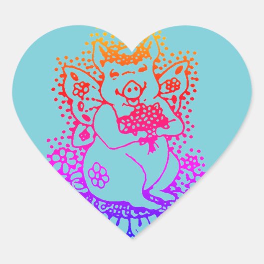 飛んでいる豚、花の妖精の色のシールHrt、シート ハートシール (正面)