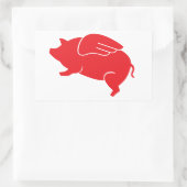 飛んでいる豚🐷 長方形シール (バッグ)