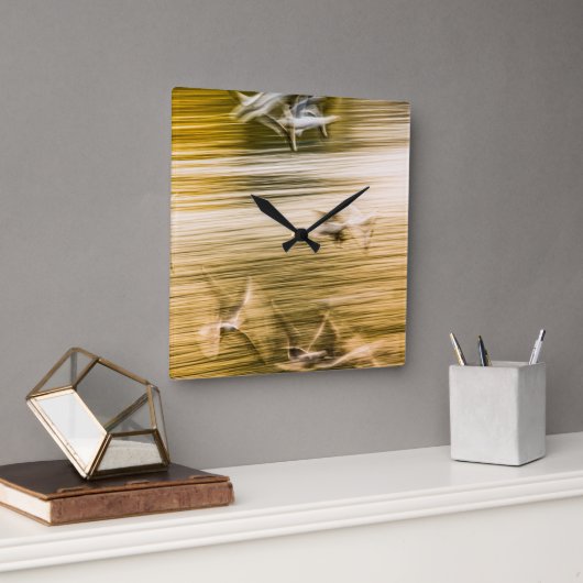 飛んでいる貝 – 抽象芸術 スクエア壁時計 (オフィス)