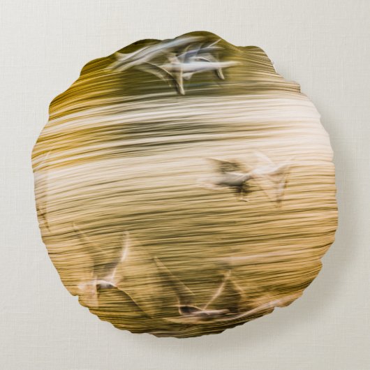 飛んでいる貝 – 抽象芸術 ラウンドクッション (裏面)