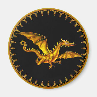 飛んでいる金ゴールドドラゴン マグネット