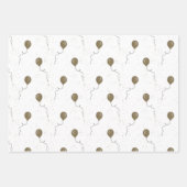 飛んでいる金ゴールドバルーン誕生日 ラッピングペーパーシート (正面3)