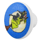 飛んでいる魔女おもしろい黒猫ムーンスターハロウィン セラミックノブ (右)