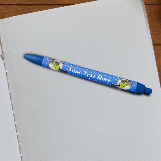 飛んでいる魔女おもしろい黒猫ムーンスターハロウィン 黒ボールペン