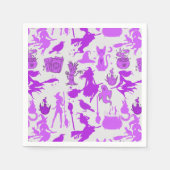 飛んでいる魔女の模様 スタンダードカクテルナプキン (正面)