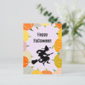 飛んでいる魔女オレン不気味ジのカボチャ シーズンポストカード (スタンド正面)