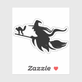 飛んでいる魔女シルエット シール