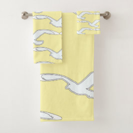 飛んでいる鳥バスアクセサリー黄色 バスタオルセット