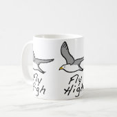 飛んでいる鳥。フライトイラストレーションのカモメ。 コーヒーマグカップ (正面左)