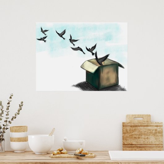 飛んでいる鳥 ポスター (キッチン)