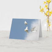 飛んでいる鳩 カード (黄色い花)