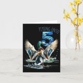 飛んでいる5ダック狩り5thバースデーパーティー5アイ カード (黄色い花)