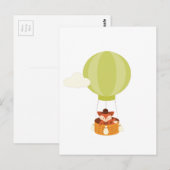 「飛んでいる」キツネ ポストカード (正面/裏面)