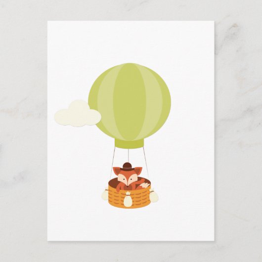 「飛んでいる」キツネ ポストカード (正面)