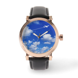 飛んでいる/遠くにジェット機/パーソナライズされたパイロット時計 腕時計