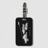 ©飛んでいる/遠くにジェット機/パーソナライズされたパイロット ラゲッジタグ (正面縦)