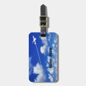 飛んでいる/遠くにジェット機/パーソナライズされたパイロット ラゲッジタグ (正面縦)