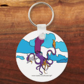 飛んでいる-squid-飛行機, www.zazzle.com/lizzadactyl* キーホルダー (正面)