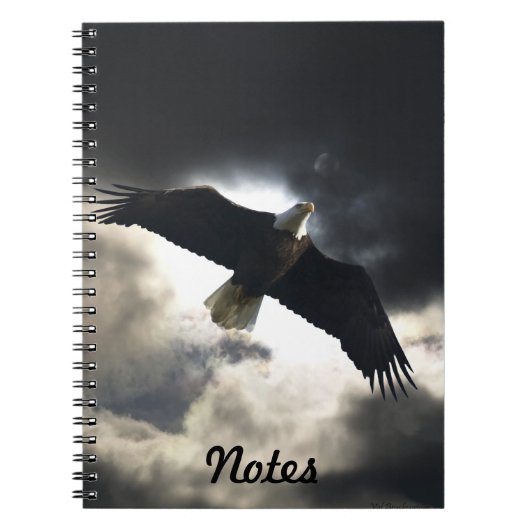 飛んでいるBald Eagle & Stormy Sky Handy Notebook ノートブック (正面)