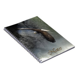 飛んでいるBald Eagle & Waterfall Wildlife Notebook ノートブック