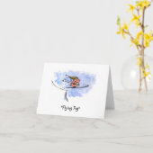 "飛んでいるPig"スキカッコいいージャンプ豚 |おもしろいのみ カード (黄色い花)