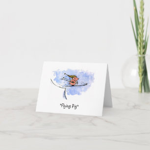 "飛んでいるPig"スキカッコいいージャンプ豚 おもしろいのみ カード