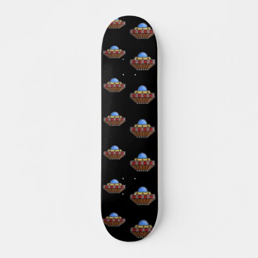 飛んでいるufo宇宙黒 スケートボード (正面)