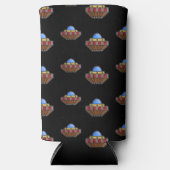 飛んでいるufo宇宙黒 スリム缶クーラー (正面)