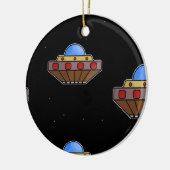 飛んでいるufo宇宙黒 セラミックオーナメント (左)