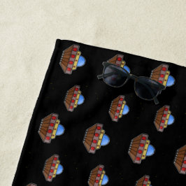 飛んでいるufo宇宙黒 ビーチタオル