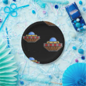 飛んでいるufo宇宙黒 ペーパープレート (パーティー)